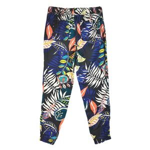 C&C California Jogger Pants Tropical Print Pull‎ On Lyocell Self Tie Women's M